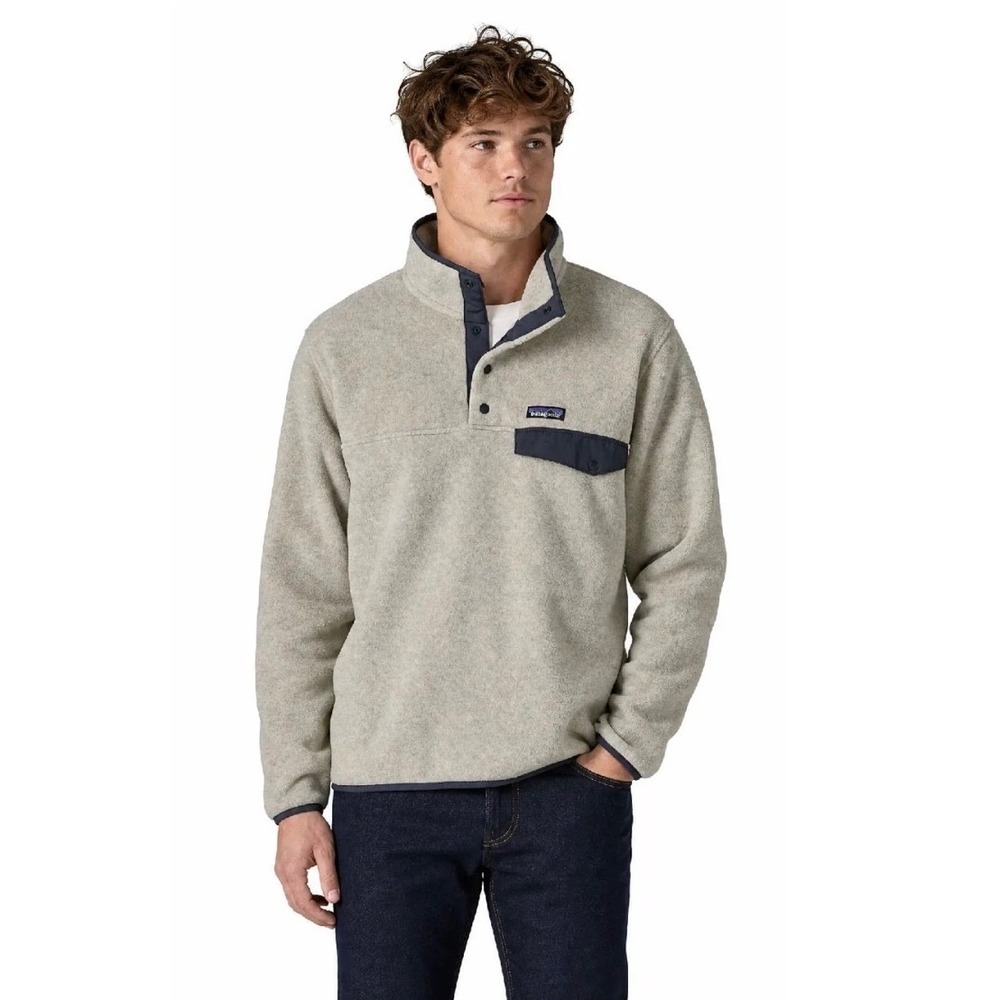 Patagonia Fleece Pullover Mens S Oatmeal Synchilla Snap-T Midweight Jacket